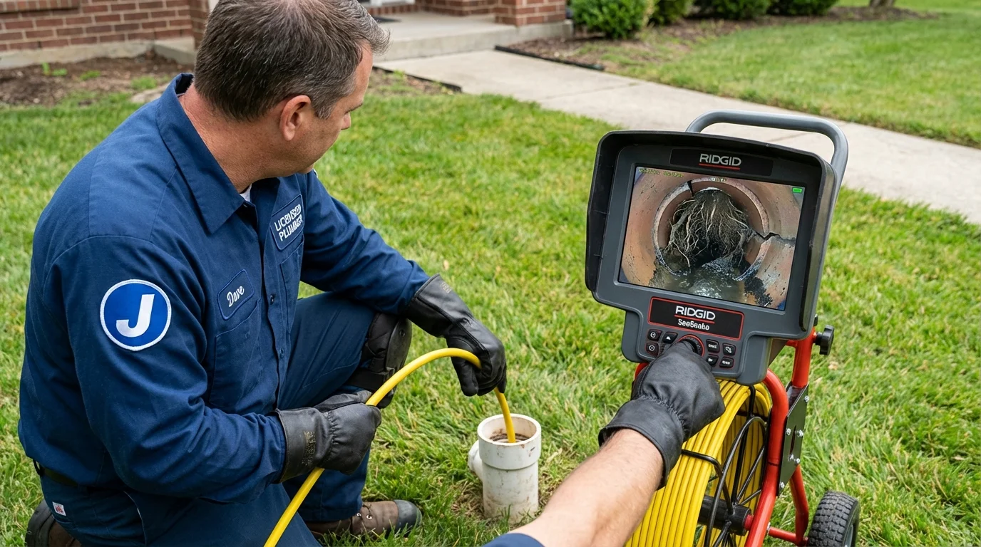 Sewer camera inspection being performed by Johns Plumbing LLC in Onawa